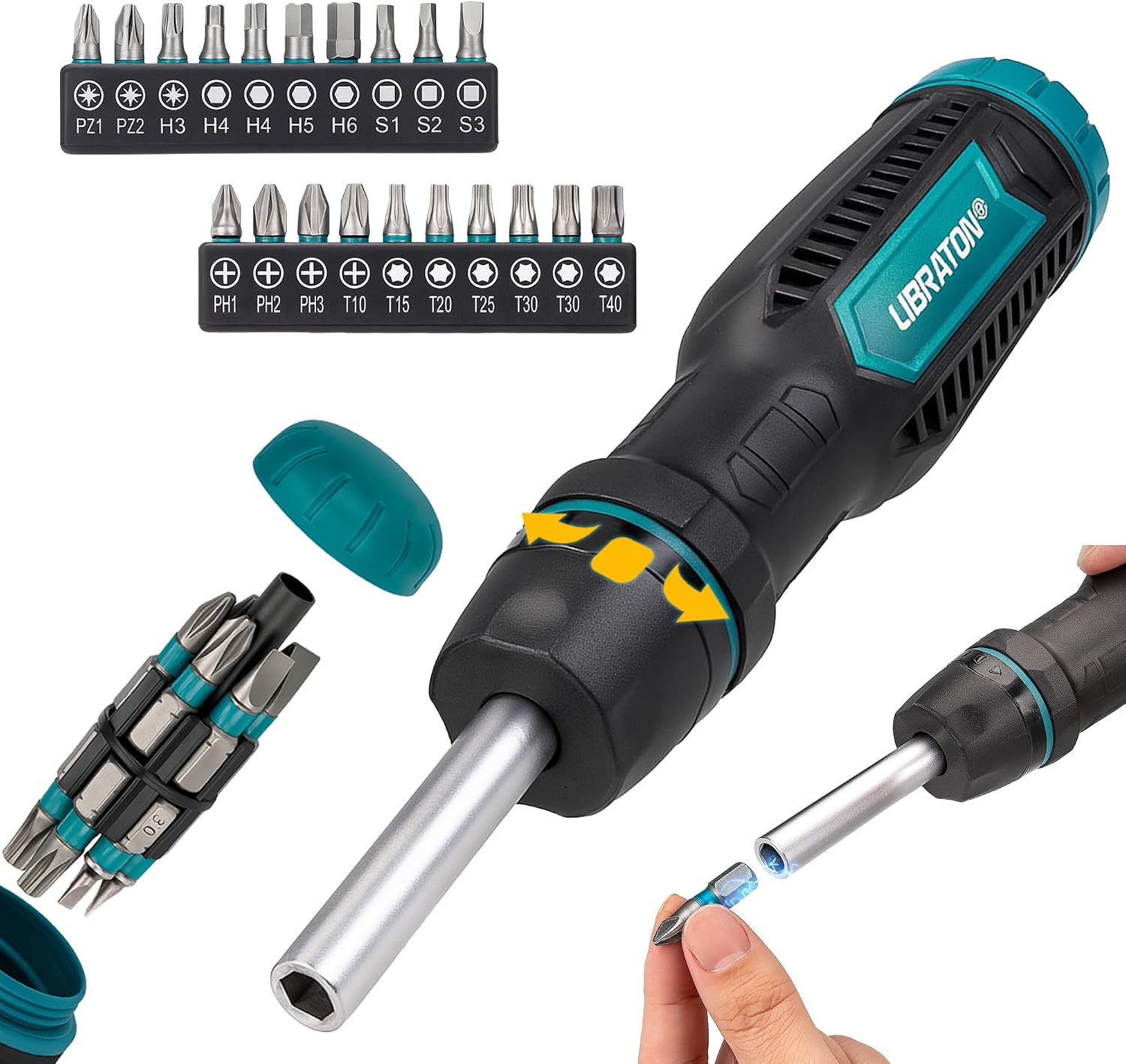 LIBRATON Ratschenschraubendreher Set, 33-in-1 Multi Schraubendreher