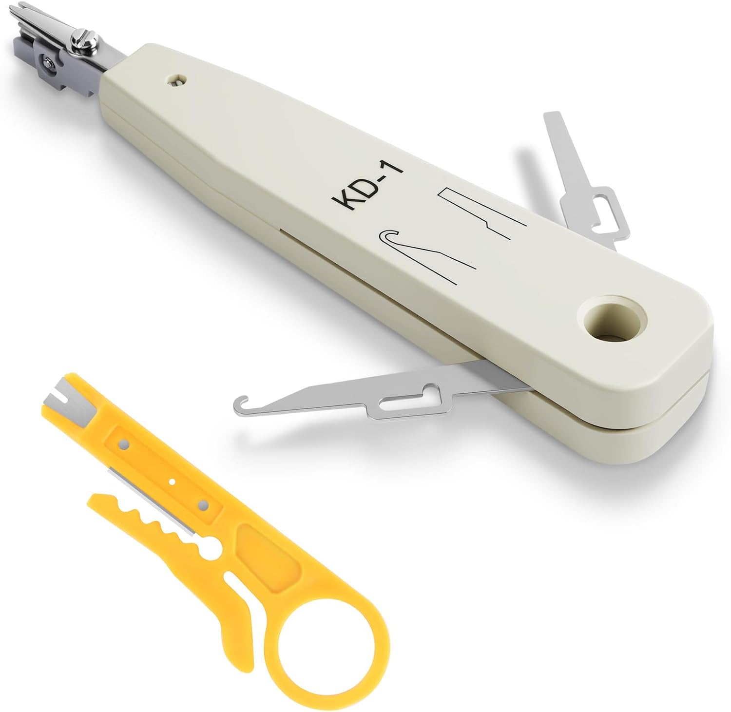 Auflegewerkzeug Set, LSA Auflegewerkzeug Netzwerk Werkzeug für Ethernet RJ45 Netzwerkdose Cat6/6A/7, Auf und Unterputzdosen, LSA-Leisten für Patchfelder mit Haken und Klinge
