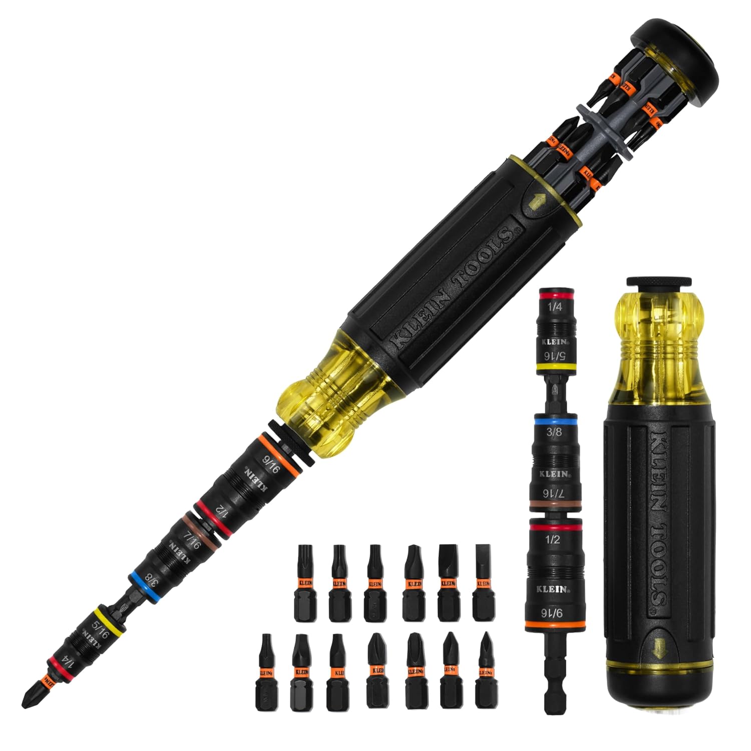 Klein Tools 32303HD Schlagschrauber-Set, 20-in-1 SAE-Schlag-Stecknüsse und Schraubendreher-Werkzeug mit Kreuzschlitz-, Schlitz-, Vierkant- und Torx-Spitzen