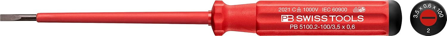 PB Swiss Tools Schlitz VDE Schraubenzieher, Grösse 4, 5100.4-125 CN