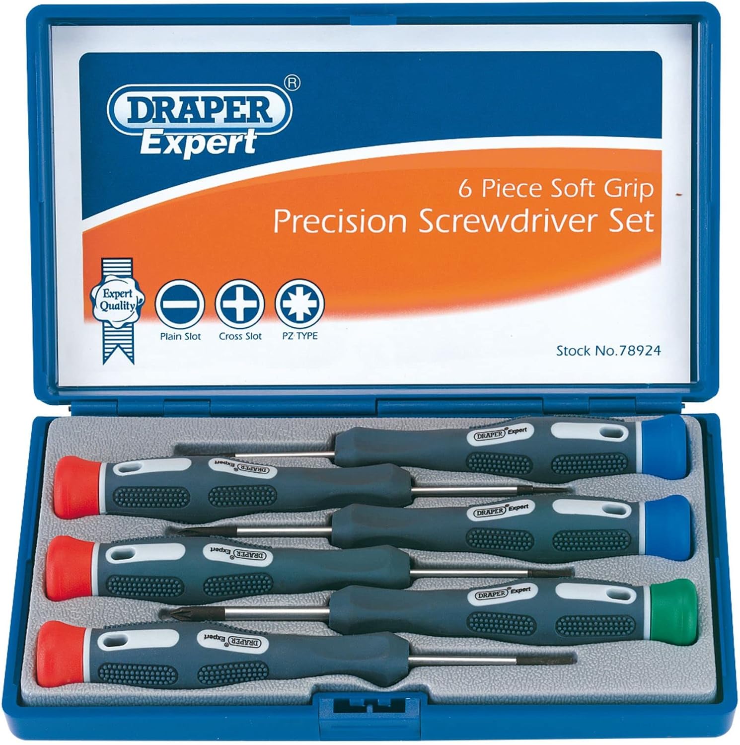 Draper Expert 78924 Soft-Grip Präzisions-Schraubendreher, 6-teiliges Set