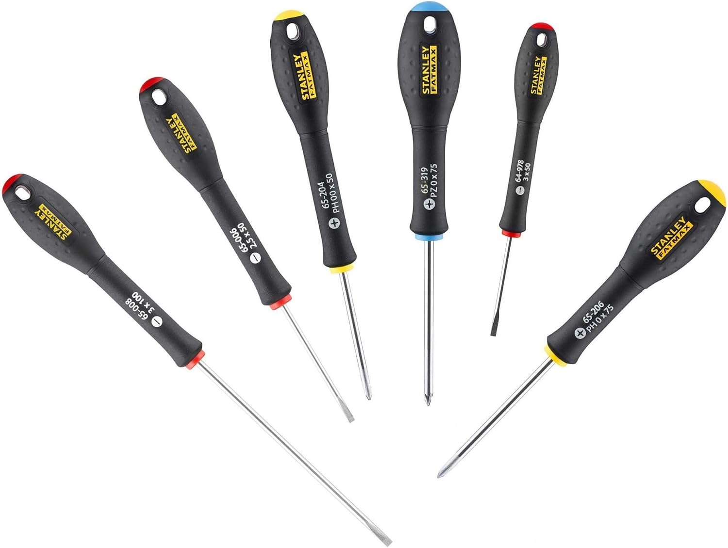 Stanley FatMax Instrumenten-Set 6-teilig, Parallel 2.5/3/3 PH 00/0 PZ0, weiches Griffende, Chrom-Vanadium Stahl,0-65-492