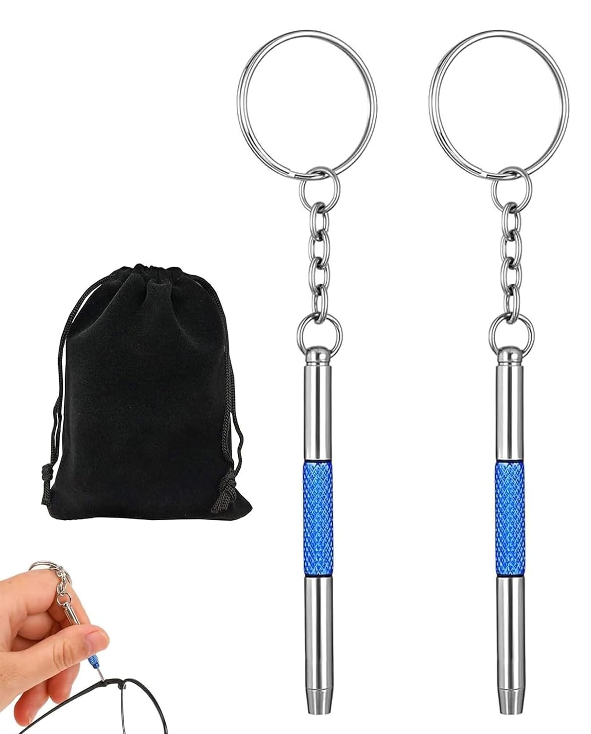 2Pcs 3 in 1 Mini Brillen Schraubendreher, Brillen Schraubenzieher,mini schraubenzieher,Klein mit Schlüsselbund Tragbarer Schraubendreher für brillen, Schmuck und Uhren Reparat