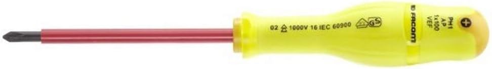 FACOM Schraubendreher Borneo PH1x100 mm, Fluo, 1 Stück, APB1X100VEF