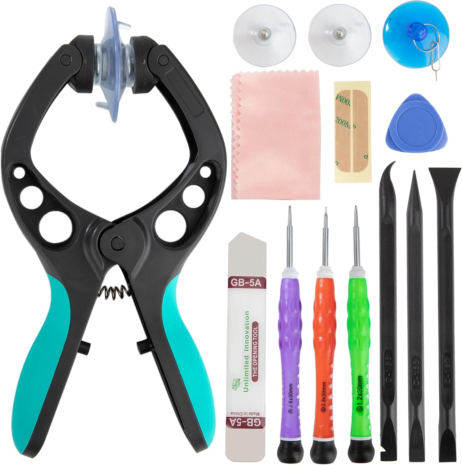 13 in 1 Reparatur Öffnungs Werkzeug Set, LCD Bildschirm Öffnung Zange Schraubenzieher Saugnapf Reparatur für Smartphones, Diverse Tablets und Feinmechanik