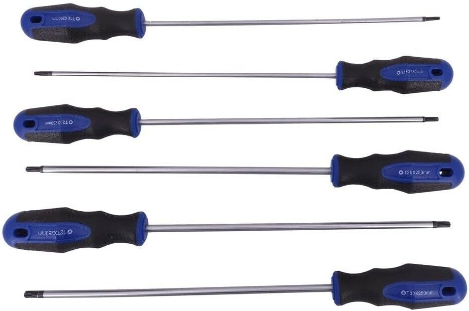 Schraubendreher-Satz 6-tlg Torx Extra Lang 250 mm T10-T30 Stirnlochbohrung