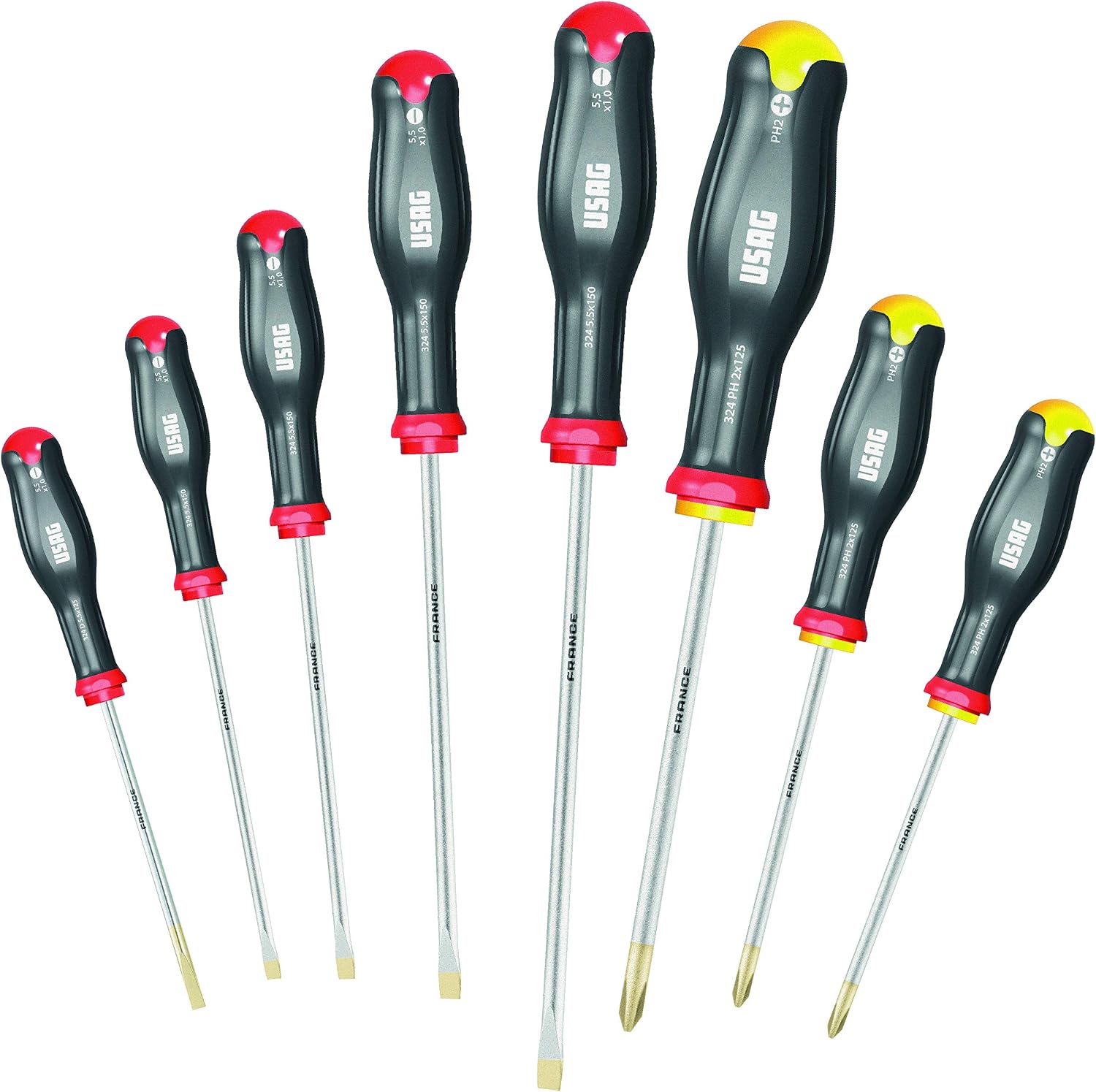 USAG U03240651 - 324 SH12 - 12-teiliger Satz Schraubendreher für Schlitz- und Kreuzschlitz-, POZIDRIV®- und SUPADRIV®-Schrauben