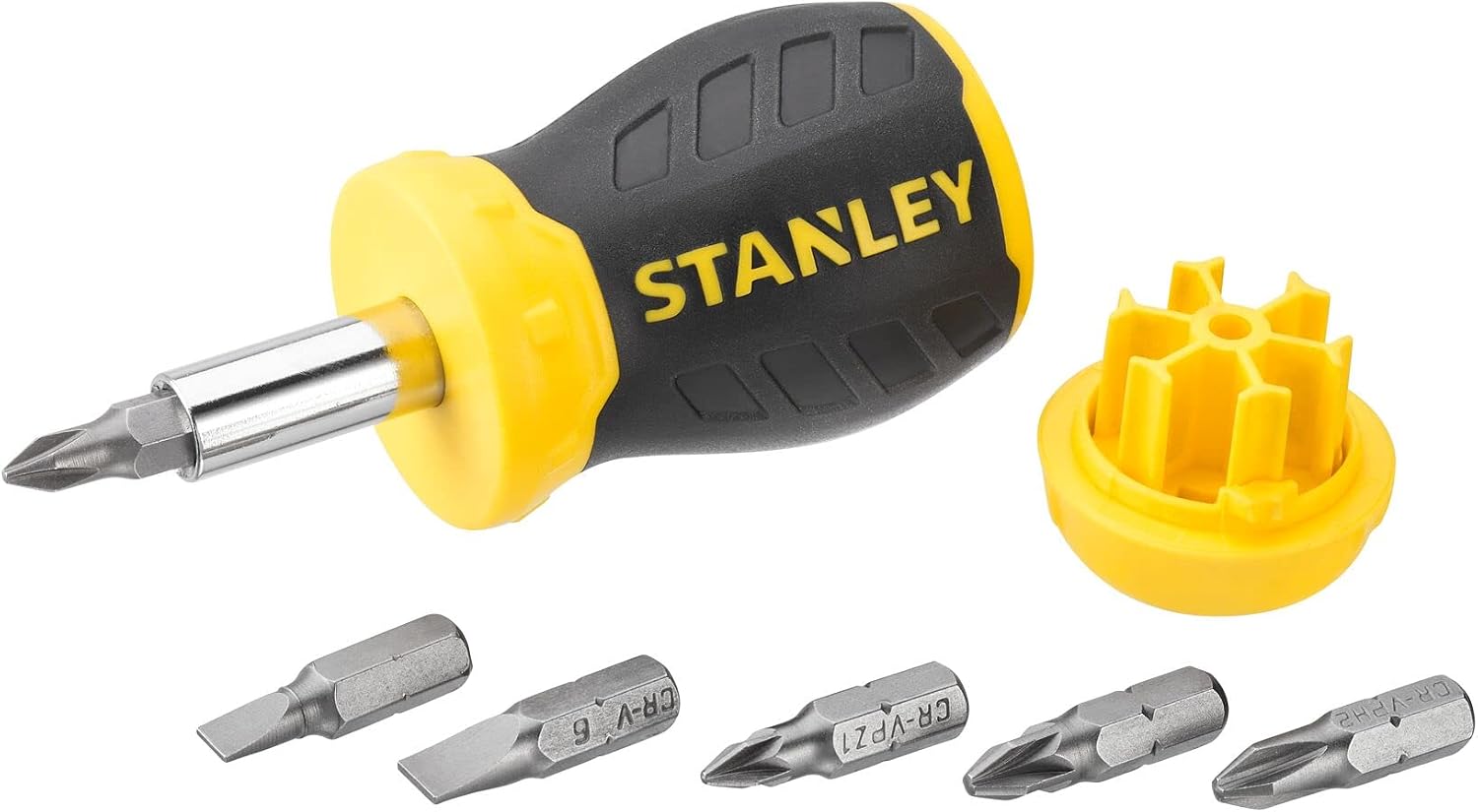 STANLEY Stubby Multi-Bit Ratschenschraubendreher, 6 Bits, 0-66-357