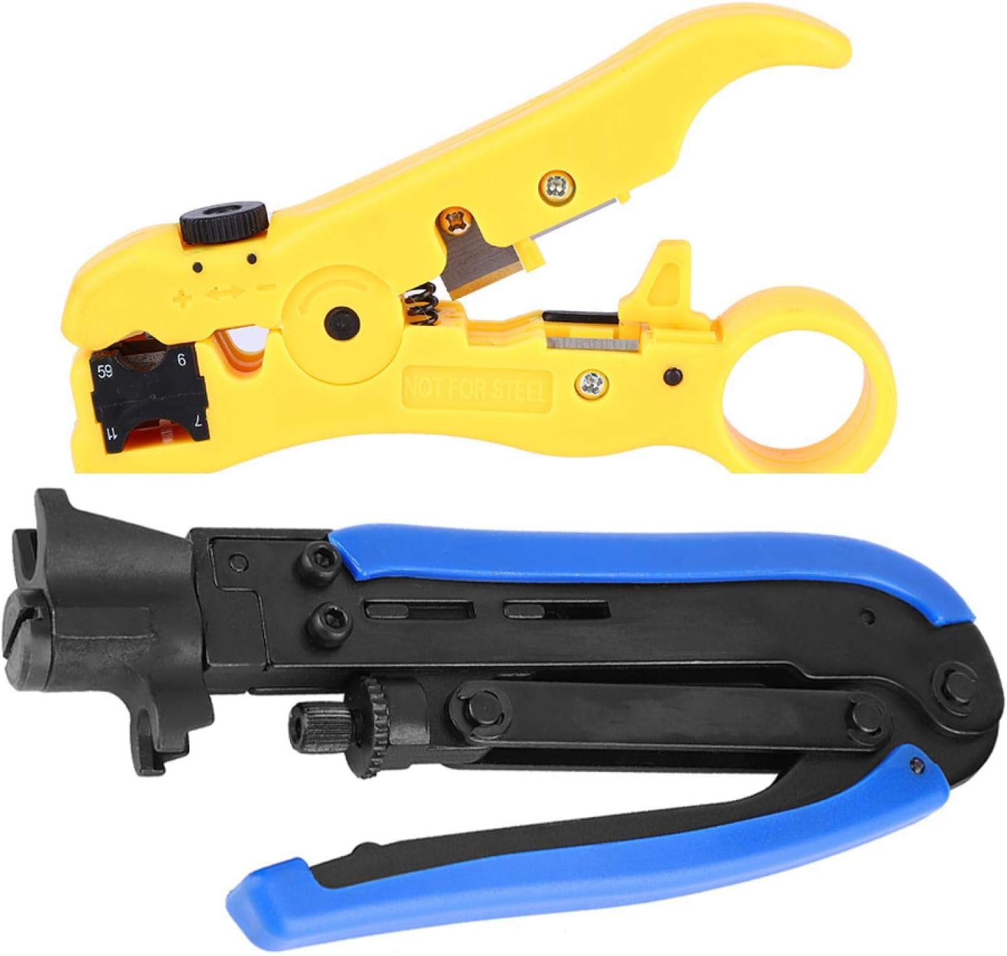 Abisolierwerkzeug für Koaxialkabel Set, F-Stecker Crimper Abisolierzangen Set RG6 RG59 RG11 Kompressions Werkzeug für Kompression, Crimpen, Schneiden, TV Kabel Handwerkzeug
