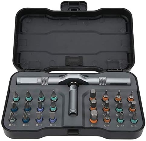24 in 1 Magnetisches Schraubendreher set,Ratschenschraubendreher set mit abnehmbarer Handhabe, tragbares drehbares Ratschengriff Werkzeugset für die Reparatur von Möbeln, Computern und Fahrrädern