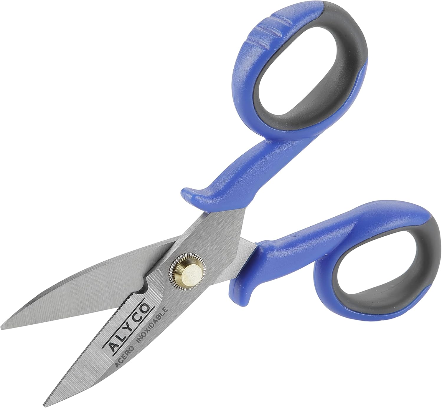 Alyco 108215 Schere für Elektriker, 145 mm, Kunststoffhülle aus ABS, stoßfest, Blau