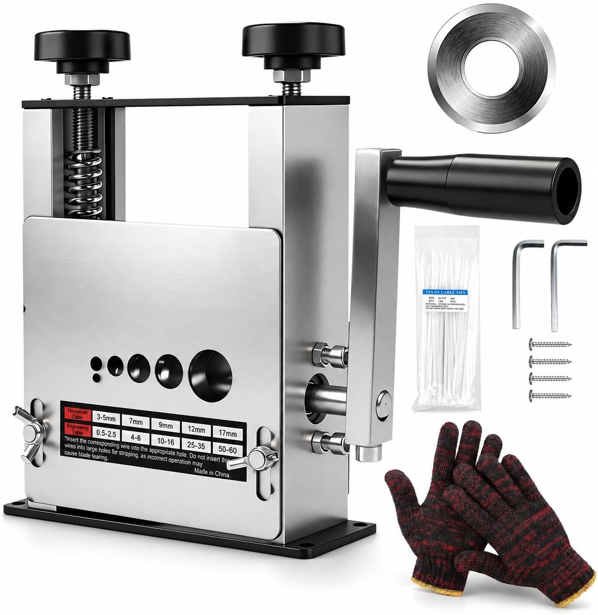Kabelabisoliermaschine, 6 KanäLen 3-17mm KabelschäLmaschine Manuelle/Elektrisch Abisoliermaschine Mit Handkurbel Oder Bohrer-Antrieb, Kabel Abisolierer Maschine KabelschäLer Kabelabisolierer