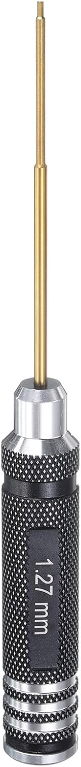 QUARKZMAN Sechskant Schraubendreher Set, 1.27mm Metall-Titan Sechskantschlüssel Schraubenzieher Werkzeug Gold für RC Modelle Auto Helikopter Boot Reparatur, Schwarz Griff