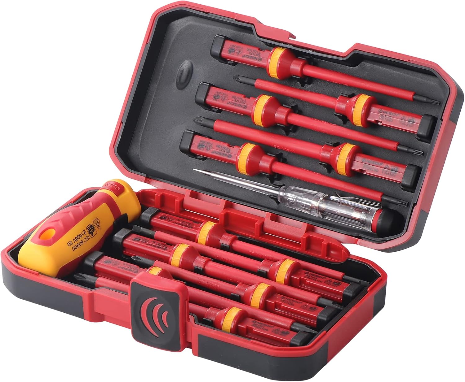 Gueenky 13 Stück Schraubendreher Set, 1000 V Elektriker Schraubenzieher Set Schraubendreher Isoliert, Magnetisch Schraubendreher Kreuzschlitz Pozidriv Torx Elektriker Werkzeuge