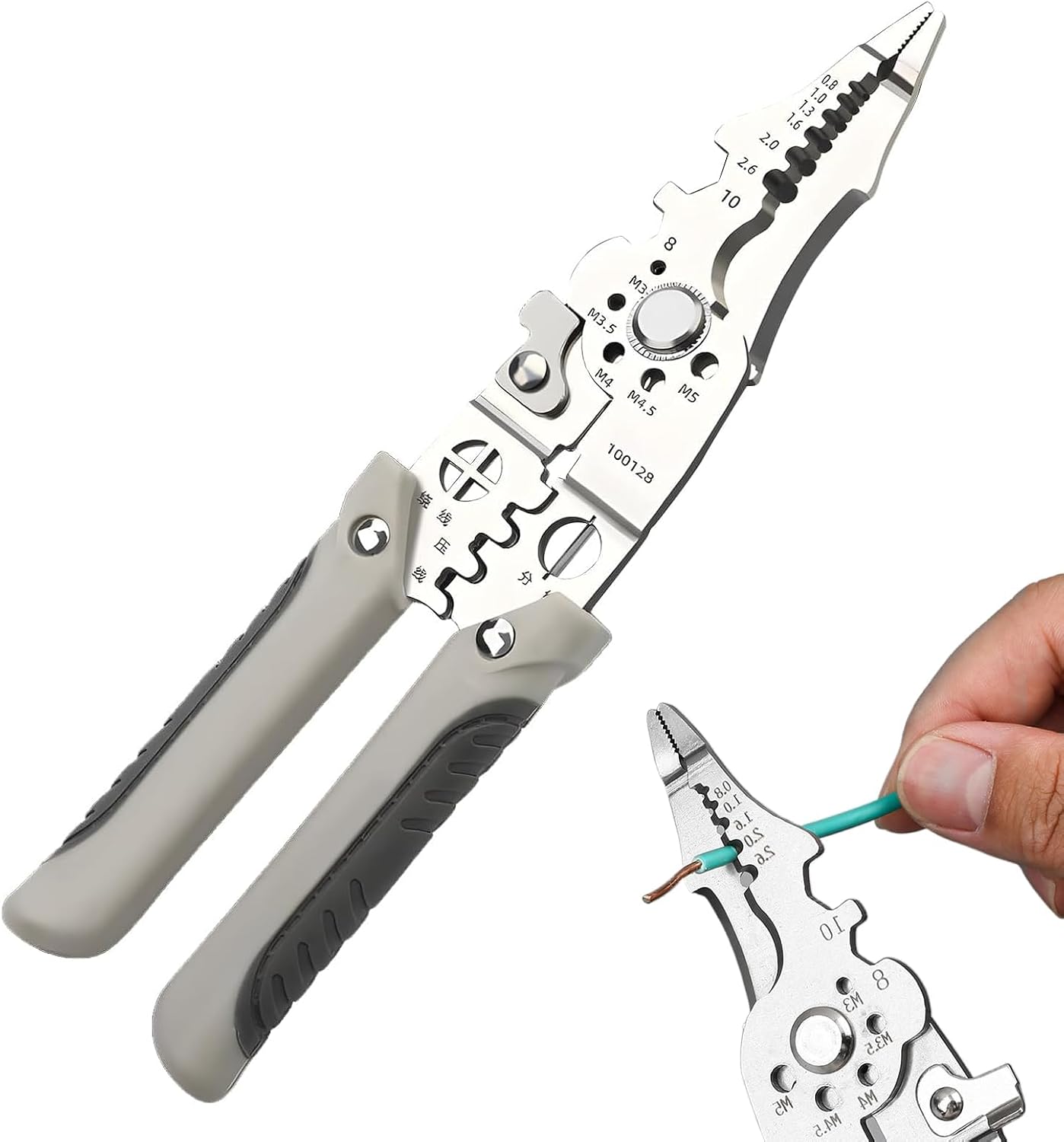 1PCS Multifunktionale Abisolierzangen,Multifunctional Wire Stripper Crimper Cable Cutter Pliers,Multifunktional Cable Stripper,Crimpzange zum Abisolieren und Schneiden von Kabeln.