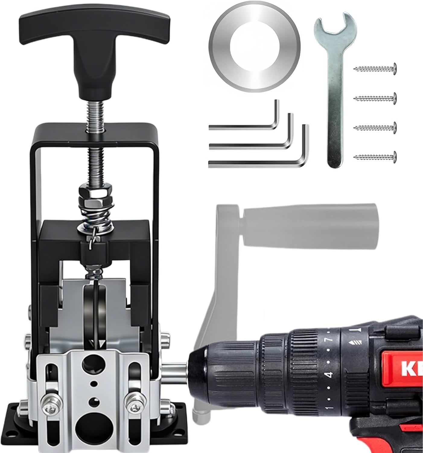 Kabelschälmaschine Elektrisch mit mit Ersatzklinge, Kabelentmanteler für 1-25 mm Kabel, Kabelabisoliermaschine Handkurbel & Bohrer kompatibel Abisoliermaschine für Schneiden von Abisolierschrott