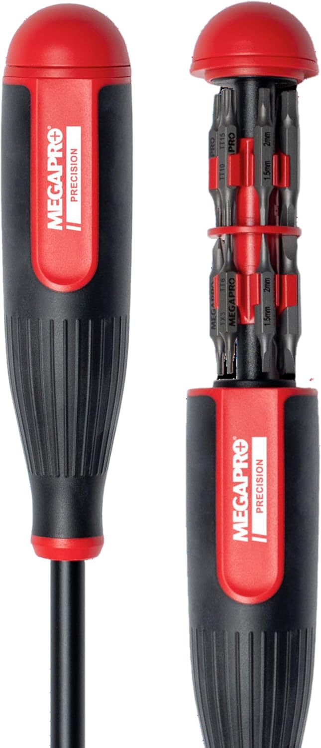 Megapro Präzisions-Elektronik-Schraubendreher-Set, 24-in-1 Multi-Bit-Schraubendreher mit Sechskantschaft für Phillips, Pentalobe, Flat, Torx, Präzisions-Bit-Set mit einziehbarer Kartusche