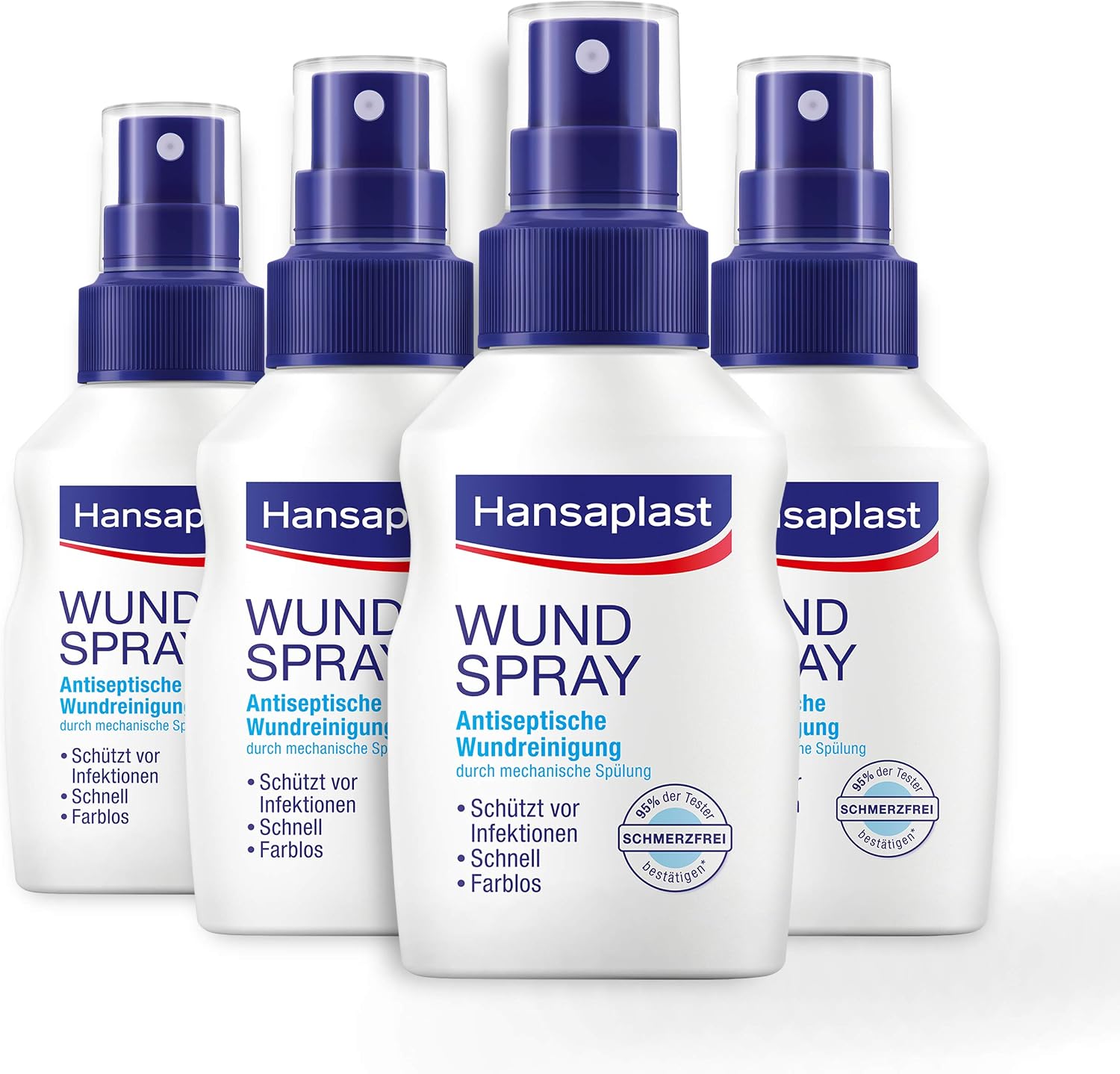 Hansaplast Wundspray (50 ml), zur antiseptischen Wundreinigung durch mechanische Spülung, Spray schützt vor Wundinfektionen, farblos und besonders hautfreundlich