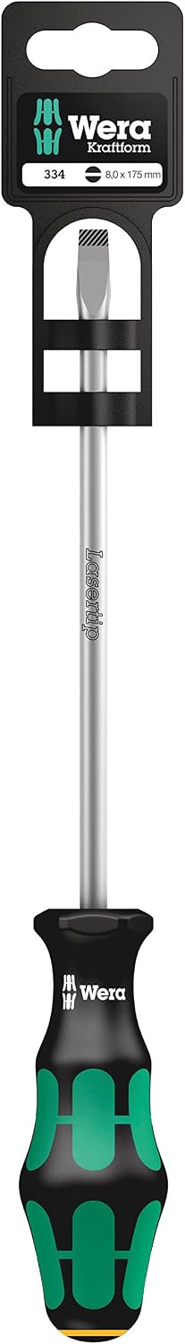 Wera 05100031001 334 Schlitz-Schraubendreher ̶ Werkstattklinge SB, 1, 2 x 8, 0 x 175 mm