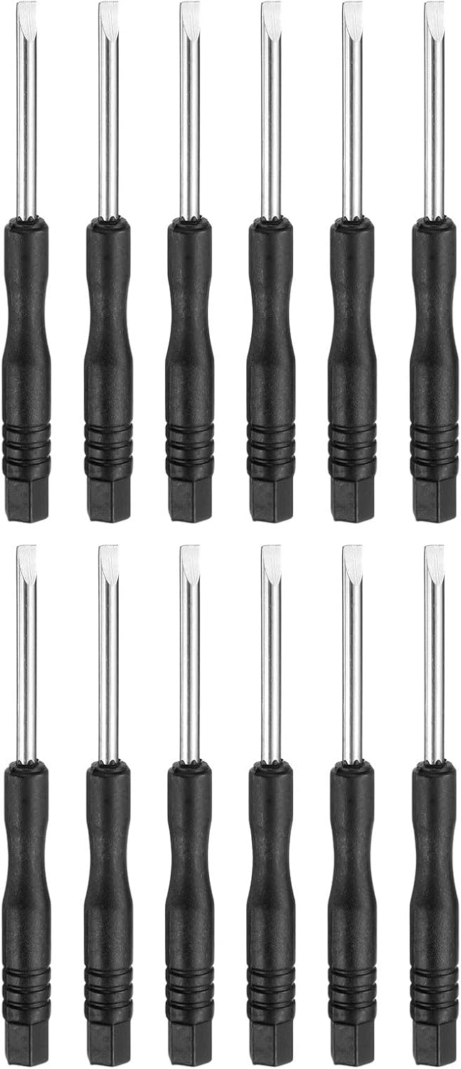 QUARKZMAN 12 Stück SL2,0 Klein Schlitz Schraubendreher 80mm Länge Schraubenzieher Kohlenstoffstahl Mit 46mm Ergonomischem Griff Für DIY Reparaturen (Schwarz)
