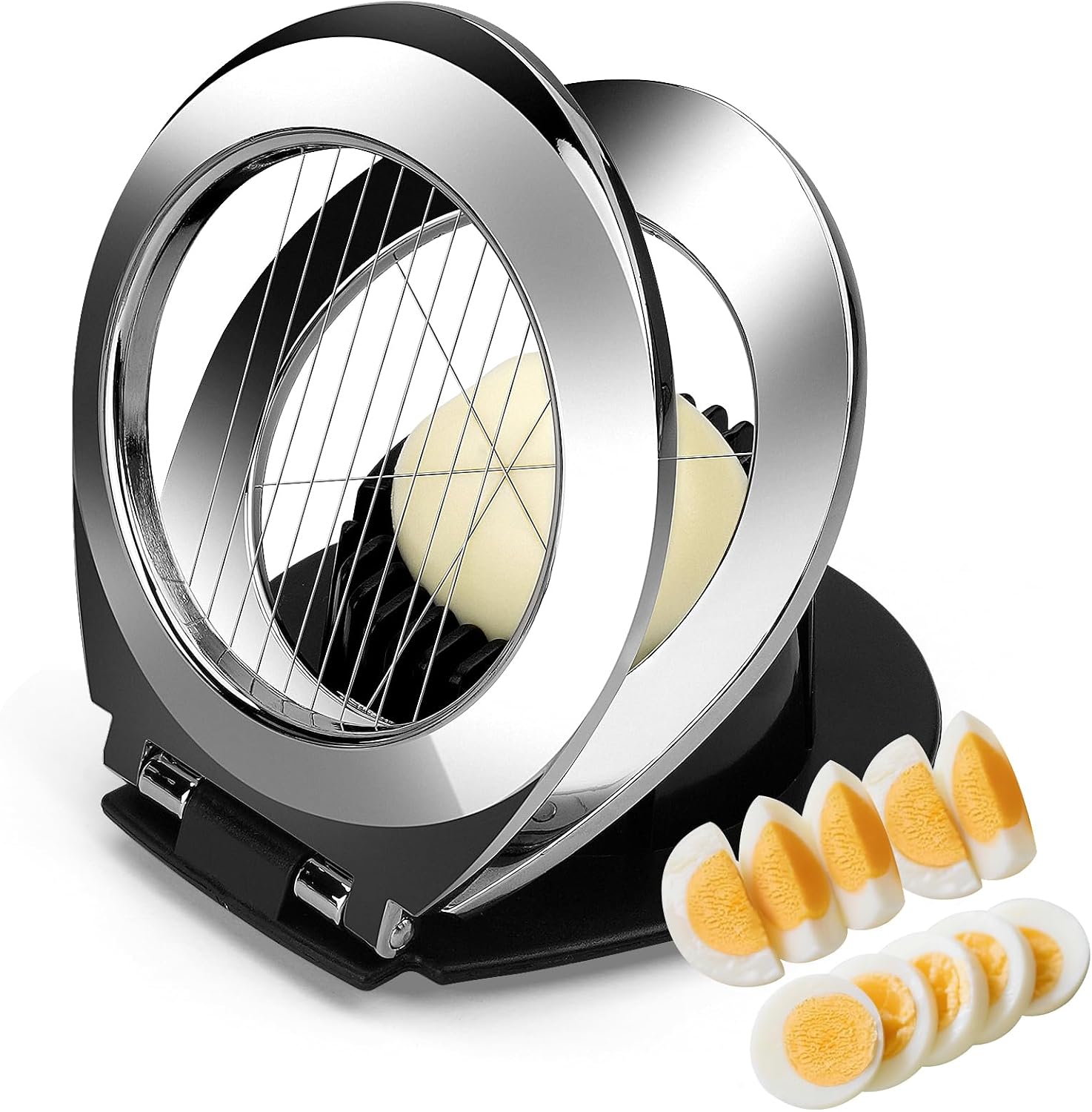 BIBURY Eierschneider aus Edelstahl, Eischneidewerkzeug, 2 in 1 Eierschneider Metall aus 304 Edelstahl, Professional Egg Slicer Schneider für Eier, Pilze, Erdbeeren, weiches Obst(spülmaschinenfest)