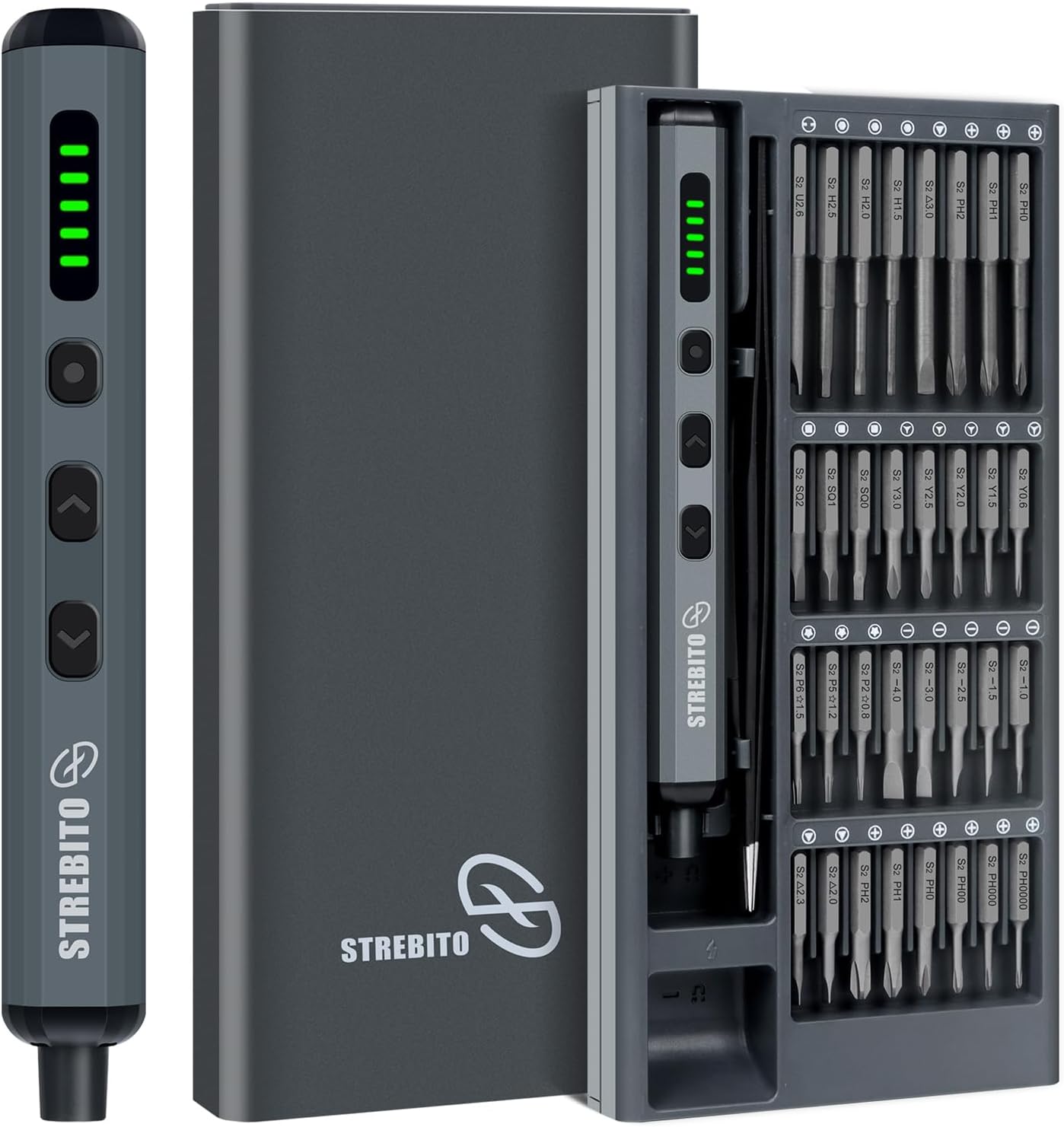 STREBITO Mini electric screwdriver Set,5 verbesserte Drehmomentstufe 70Stk