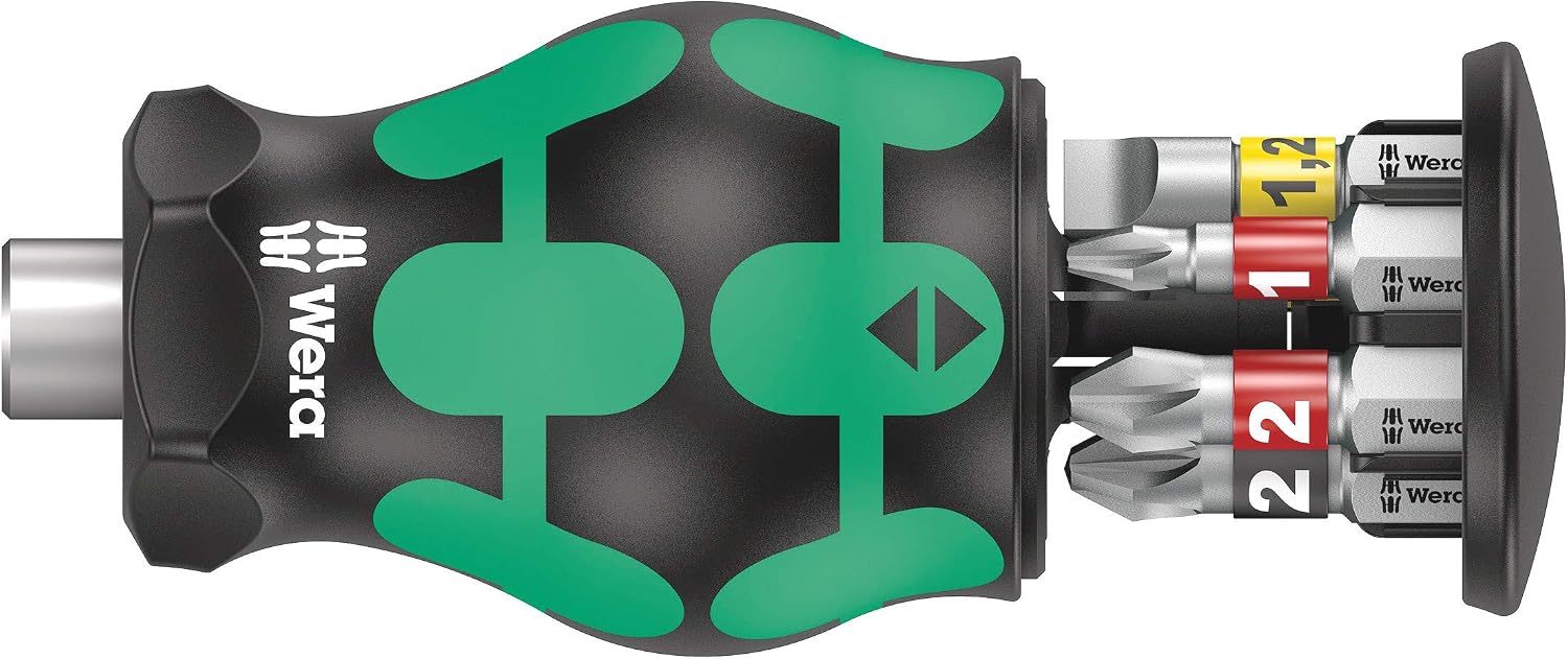 Wera 05008873001 Kraftform Kompakt Stubby 1 Schraubendreher mit Bit Magazin, 6-teilig