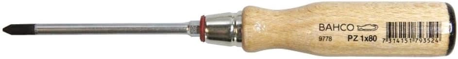 Bahco 9778PZD-1 Schraubendreher mit Holzgriff für PZ-1, 180 mm