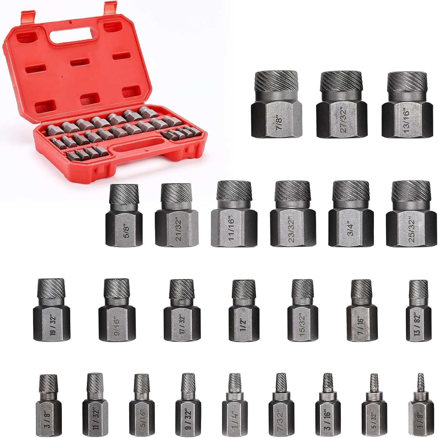 25-Teiliges Schrauben Entfernung Set, Schraubenausdreher Set Profi, Damaged Screw Extractor, Schraubenentferner mit Tragetasche, Linksausdreher Set, Schraubenlöser Satz