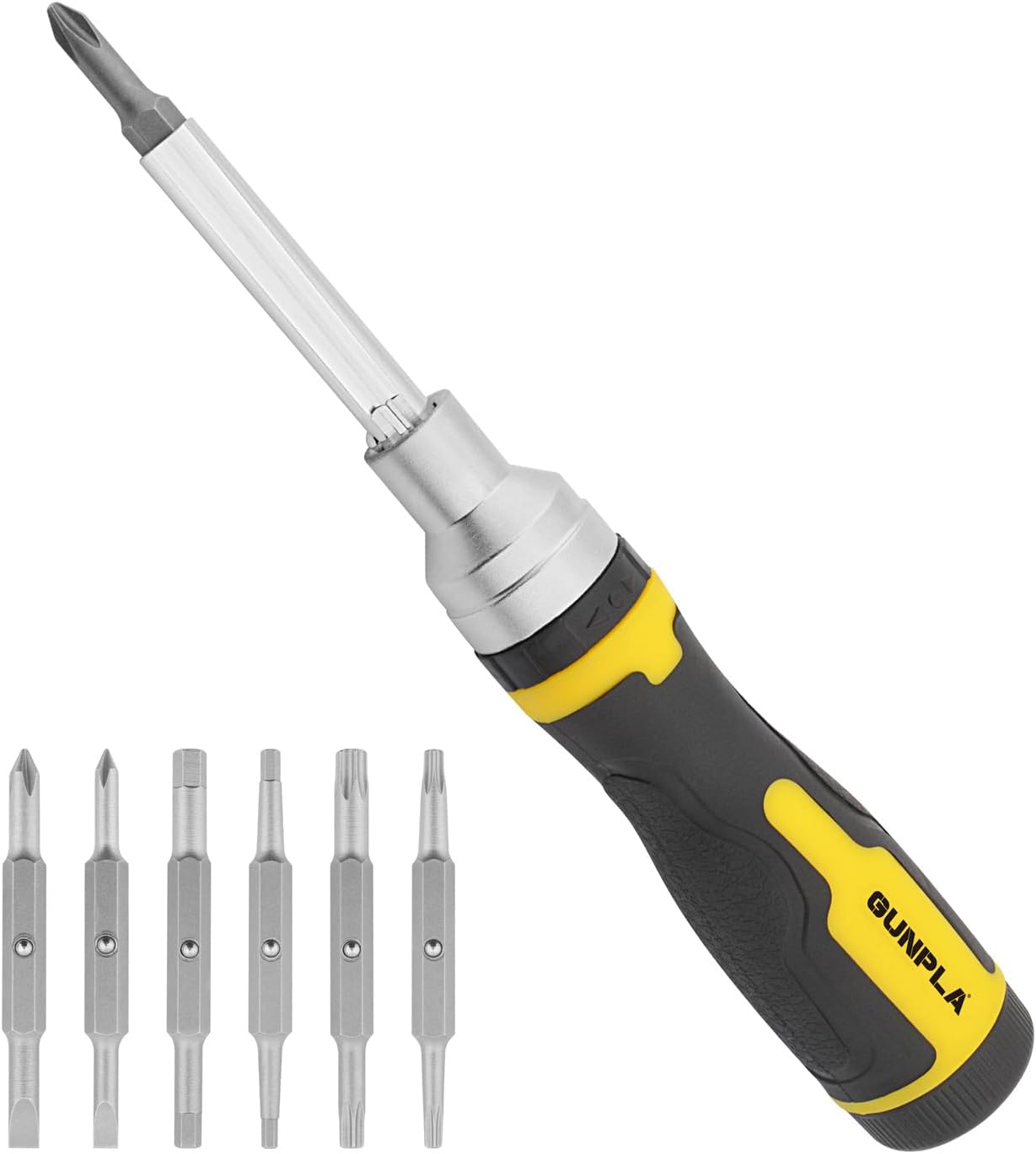 Gunpla 16 in 1 Ratschenschraubendreher Set Ratschen Schraubendreher Bithalter 72 Zähne mit 7 Doppelend Bits und Verlängerungsstange Schraubenzieher mit Bits im Griff