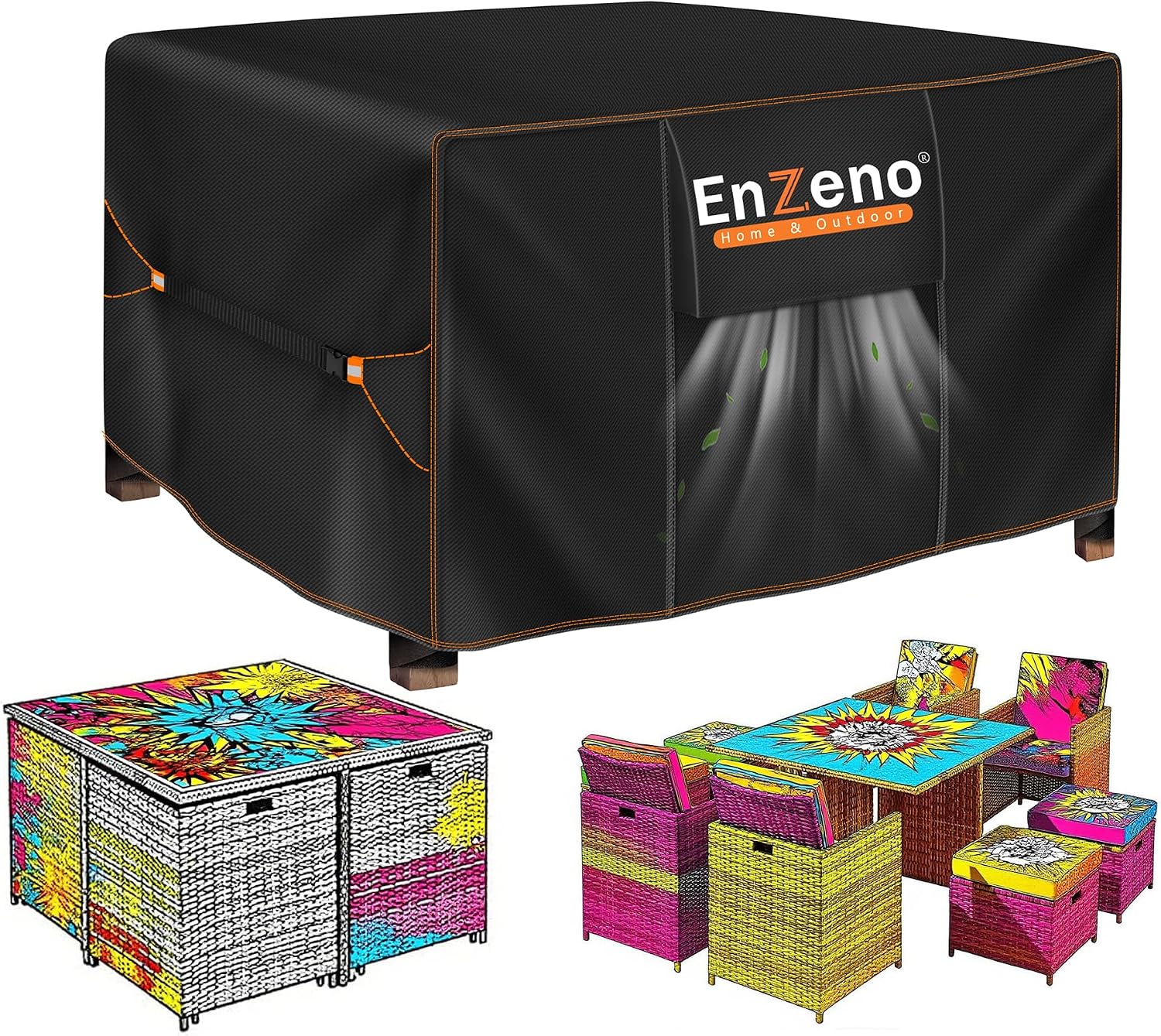 Enzeno Abdeckung Gartenmöbel Winterfest,Abdeckplane Sitzgruppe Gartentisch