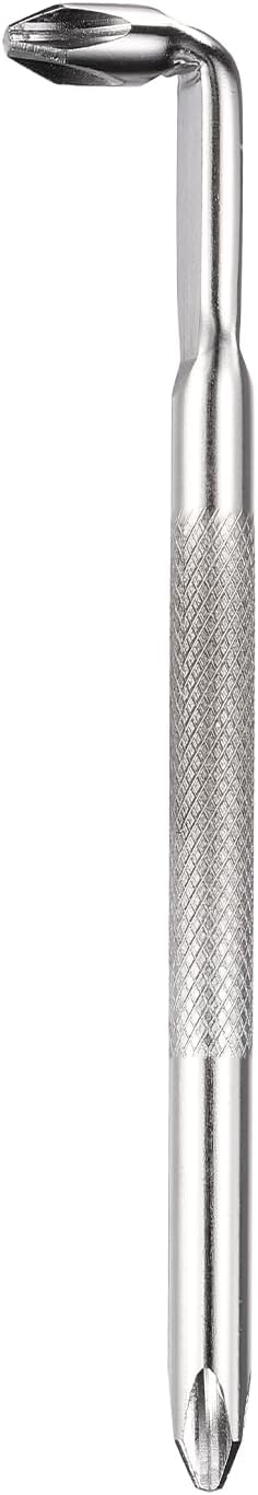 QUARKZMAN Winkel-Schraubendreher PH2/PH2 Rechtwinklig 90 Grad Schraubendreher Doppelseitig L-Form 105 mm Länge Handwerkzeug Für Reparatur Silber