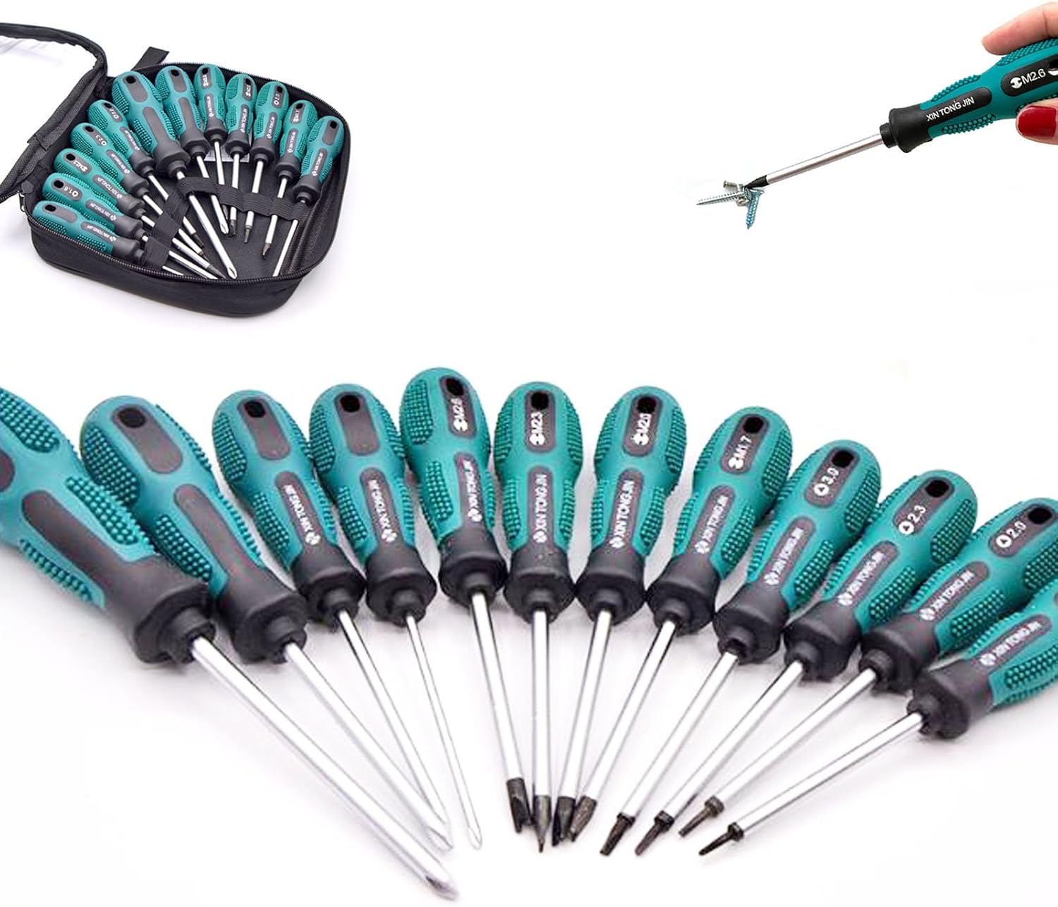 LZBBD 12-teiliges Schraubendreher-Set, Hochleistungs-Magnetprofil-Schraubendreher mit 4 U, 4 Y, 4 Dreieck-Schraubendrehern, professionelles Reparaturwerkzeug