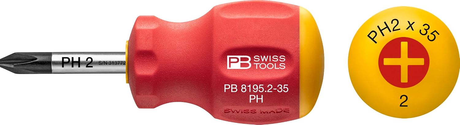 PB Swiss Tools Schraubendreher Stubby PH1x 30mm SwissGrip
