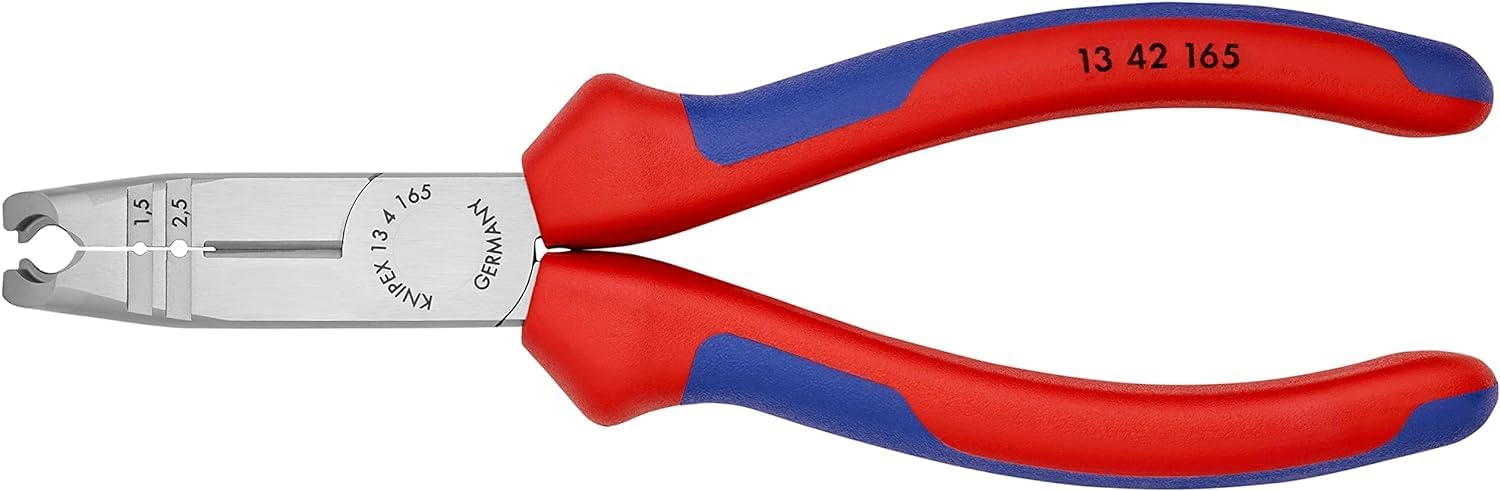 KNIPEX Abmantelungszange schwarz atramentiert, mit Mehrkomponenten-Hüllen 165 mm (SB-Karte/Blister) 13 42 165 SB