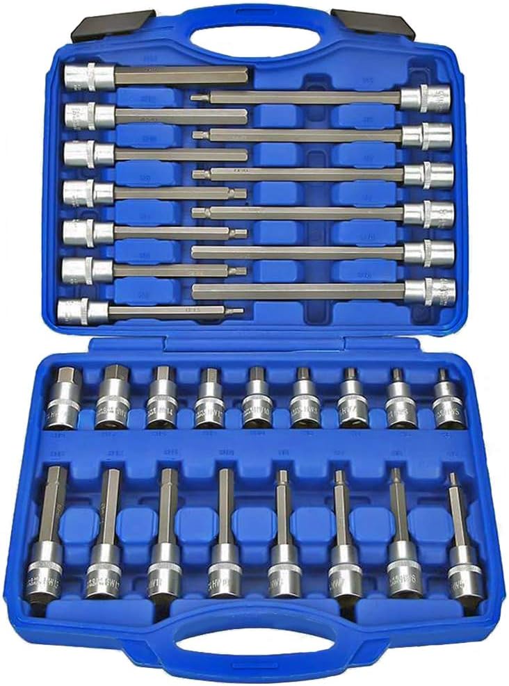 US PRO 3229 30-teiliges Schraubendreher-Set, 1,27 cm (1/2 Zoll), Innensechskant, flach und tief, 5-19 mm