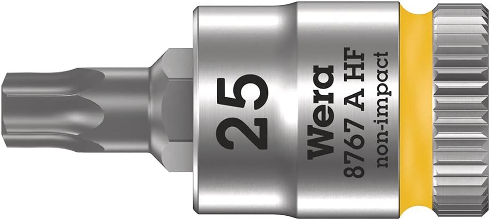 Wera 05003365001 8767 A HF Torx Zyklop Bitnuss mit 1/4 Zoll-Antrieb mit Haltefunktion, gelb, TX 25 x 28 mm