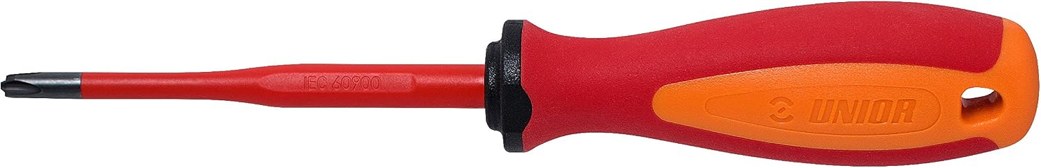 Unior 611VDETBI Elektriker-Schraubendreher SLIM mit 3-Komponentengriff für Flach-Kreutz-Schrauben, SLPH1 x 80 mm