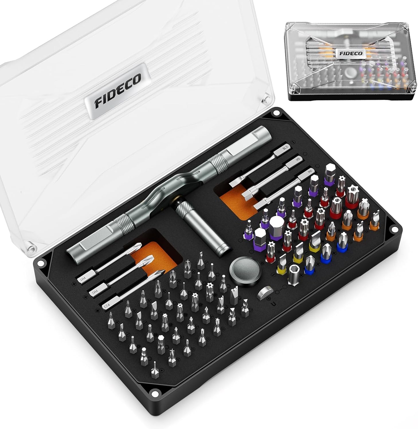 74 in 1 Ratschen Magnetischer Schraubendreher Set, S2-Stahlbits Multi Bit-schraubendreher Set mit Aufbewahrungskoffer, Screwdriver Set für Computer, Brillen, Fahrräder, Möbel und Heimwerkerarbeiten