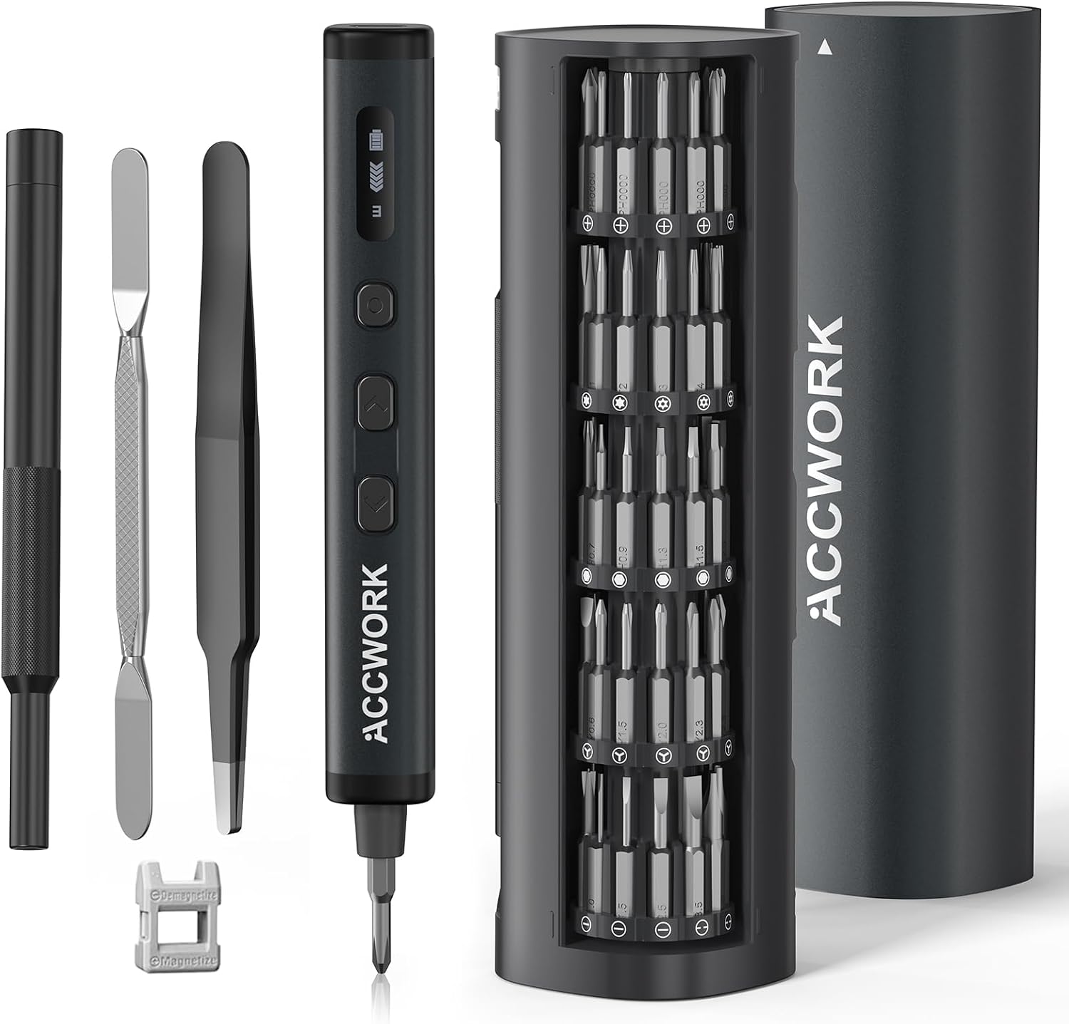 Elektrischer Schraubendreher, 78 in 1 Präzisions Electric Screwdriver mit 72 Magnetischen S2 Bits 5 Gänge Drehmoment LED Bildschirm Magnetische Elektro Schraubendreher für Laptop, Brillen, Uhren