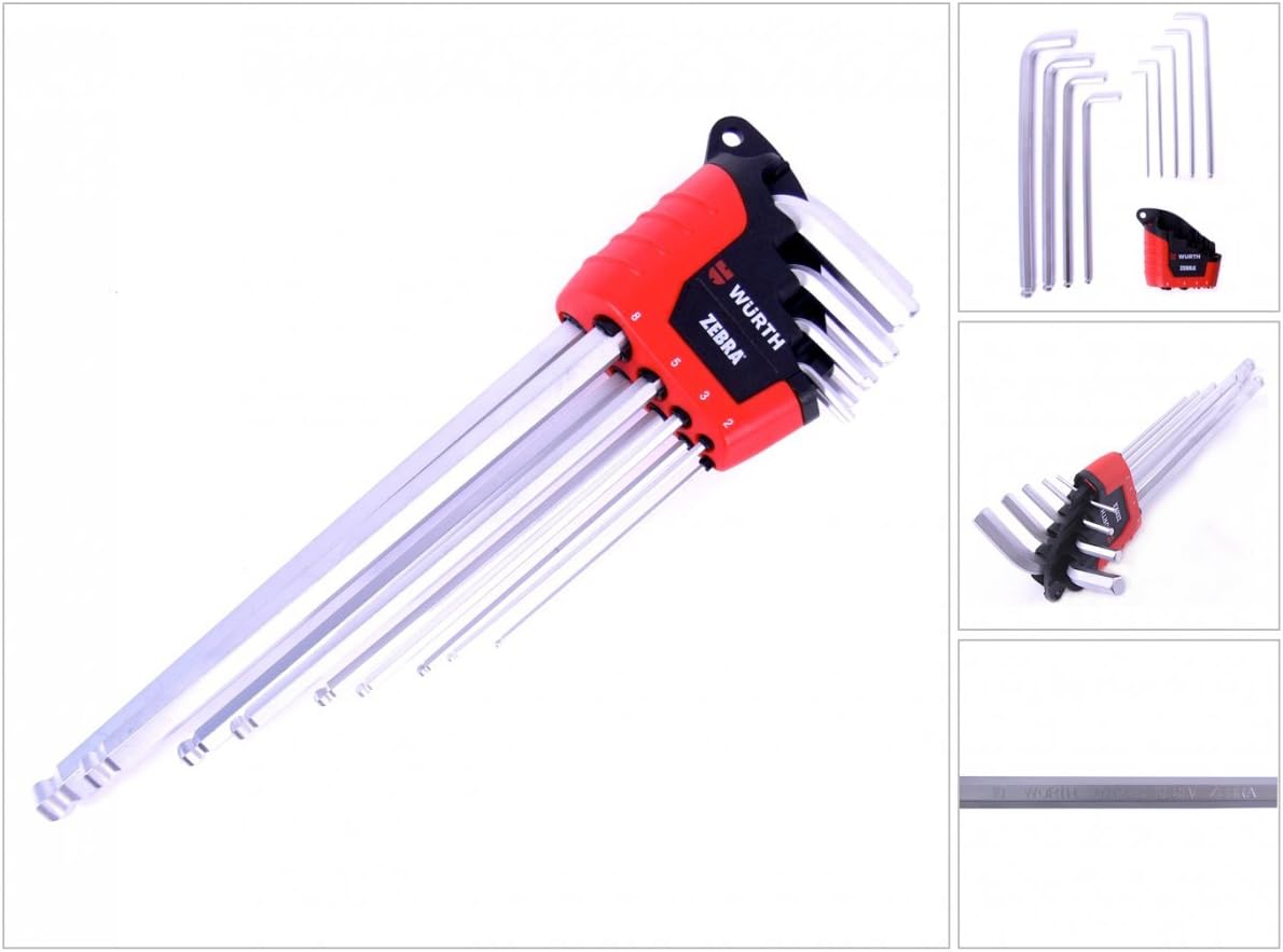 Würth Winkelschraubendreher Set ZEBRA Innensechskant mit Kugelkopf 9 teilig (0715 40 50)