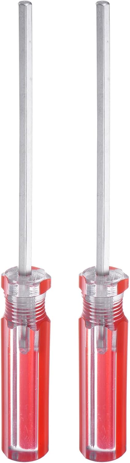 QUARKZMAN 2 Stück Magnetische Sechskantschraubendreher 75 mm Länge H3.0 Kohlenstoffstahl Sechskantkopf Schraubenzieher Mit Rutschfestem Griff Für Gerätereparatur Und -Verbesserung Rot