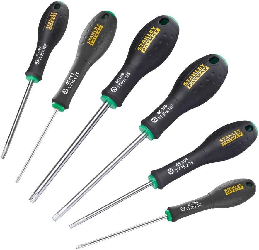 Stanley FatMax Schrauber-Set 6-teilig, Chrom-Vanadium Stahl, Soft-Grip Handgriff, TX10/TX15/TX20/TX25/TX30/TX40 0-65-099