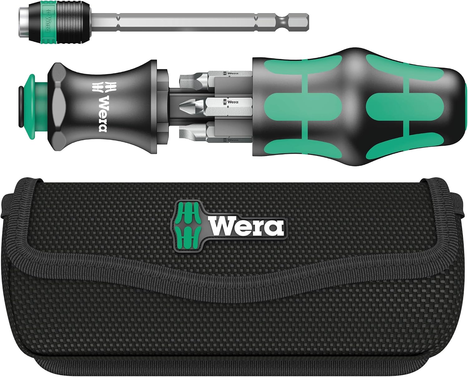 Wera 05051025001 Kraftform Kompakt 26 mit Tasche, Handhalter mit Bit-Magazin, 7-teilig, 7 Stück, farbe, size