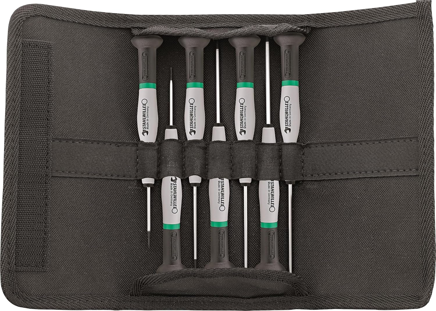 STAHLWILLE Nr. 4797 l Elektronikschraubendreher Set 7-teilig l für Schlitz- und Kreuzschlitzschrauben (PH) l in robuster Rolltasche l Made in Germany