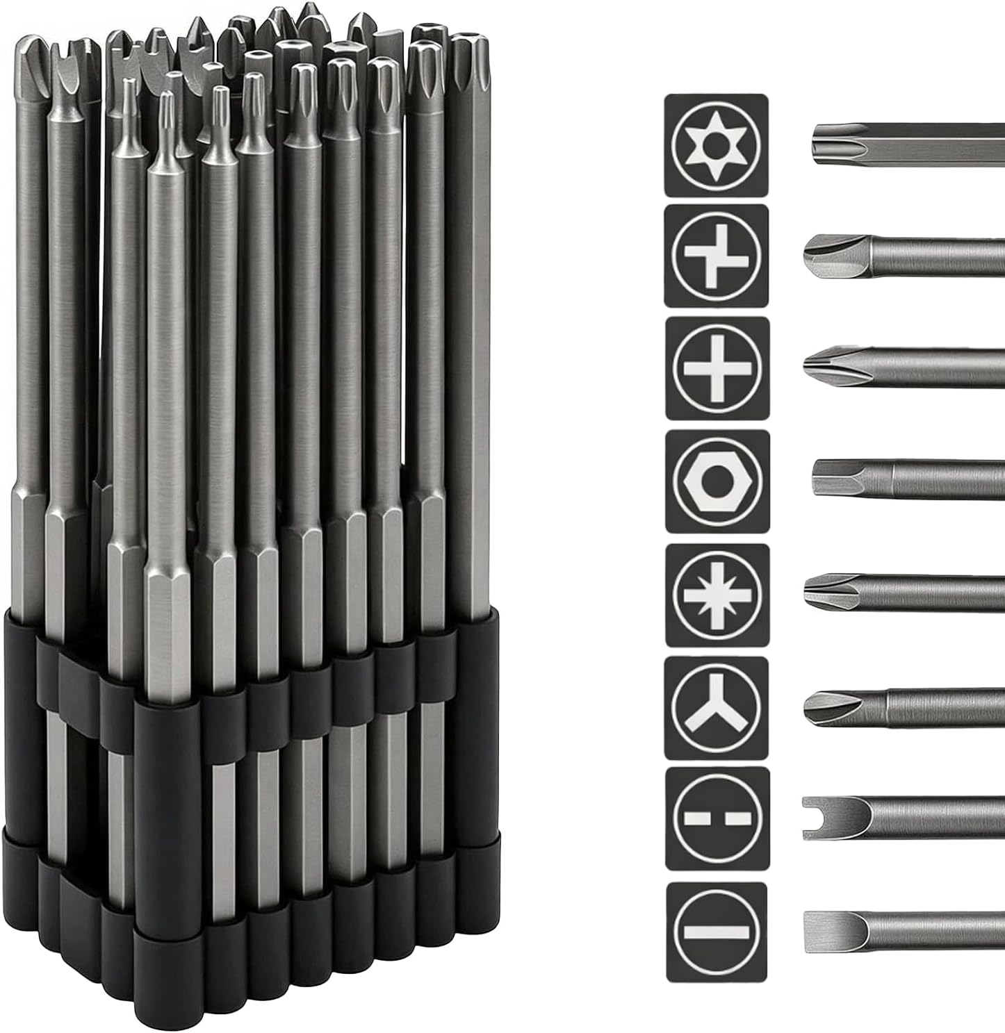 32 Teiliges Schraubendreher-Bit Set, Extra Langes Sicherheits Bit S2-Stahl