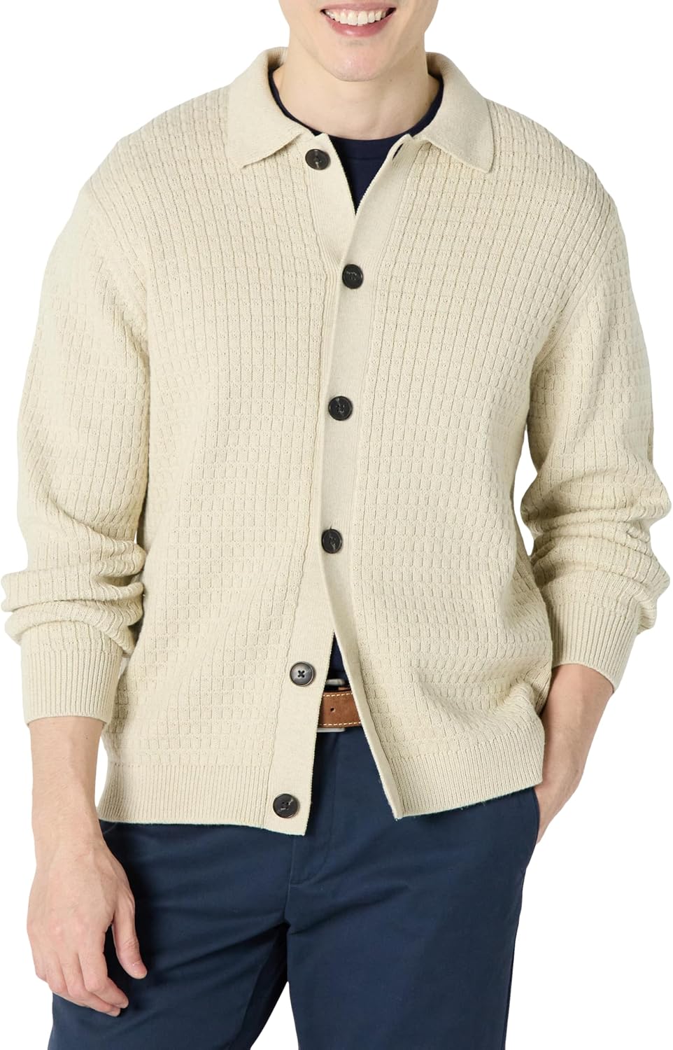 Amazon Essentials Herren Relaxed Fit Cardigan mit Kragen aus 100% Baumwolle