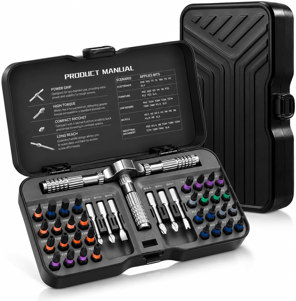 DESPOINA Ratschen-Schraubendreher Set 40-in-1 magnetisch S2-Stahl