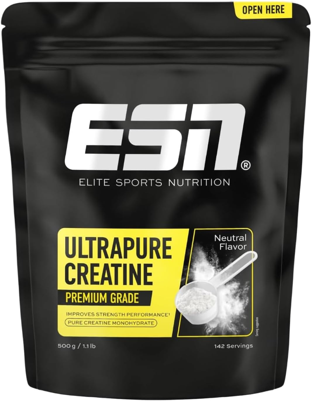ESN Ultrapure Creatine Monohydrate - geschmacksneutral und vegan - 500 g