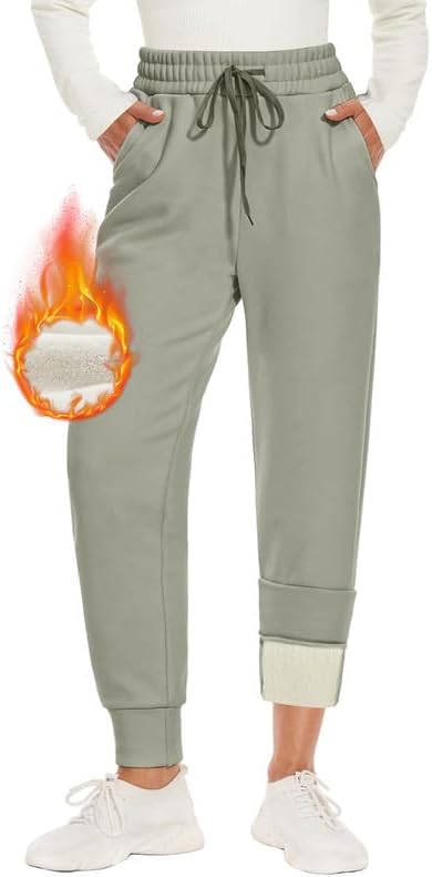 CAMPSNAIL Warme Jogginghose Damen Gefütterte Fleecehose mit 2 Taschen